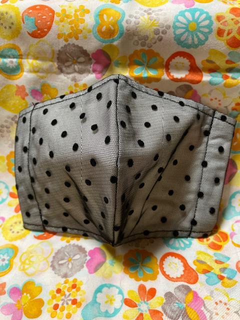 HMオシャレマスク黒ドットレース×白 < 女性ファッション  HMオシャレマスク黒ドットレース×白  < 女性ファッションの