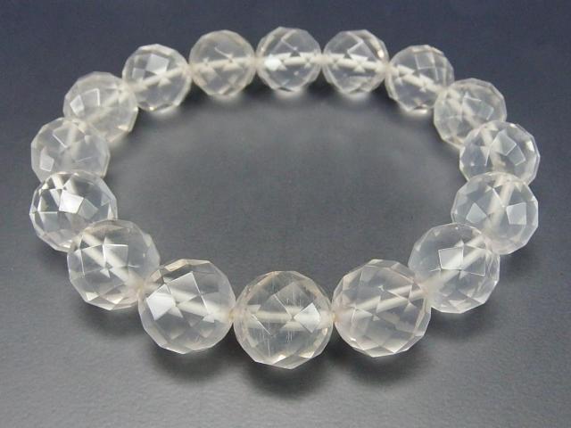 AAAミルキークォーツ約12mmミラーカット天然石ブレスレット < 女性アクセサリー/時計  AAAミルキークォーツ約12mmミラーカット天然石ブレスレット  < 女性アクセサリー/時計の