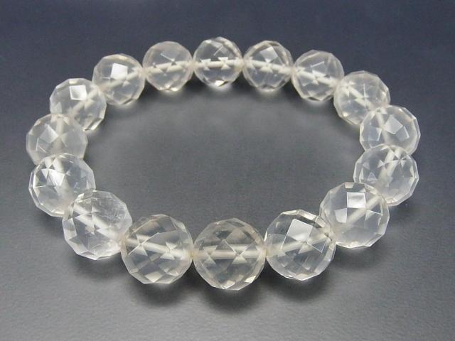 AAAミルキークォーツ約12mmミラーカット天然石ブレスレット < 女性アクセサリー/時計  AAAミルキークォーツ約12mmミラーカット天然石ブレスレット < 女性アクセサリー/時計の