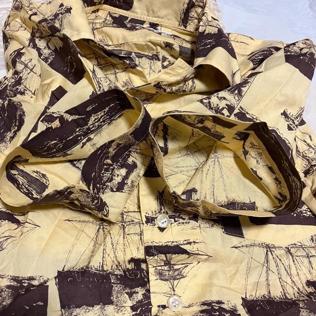 【Simple Life / シンプルライフ】 船柄 半袖 アロハシャツ / L < 男性ファッション 【Simple Life / シンプルライフ】 船柄 半袖 アロハシャツ / L < 男性ファッションの