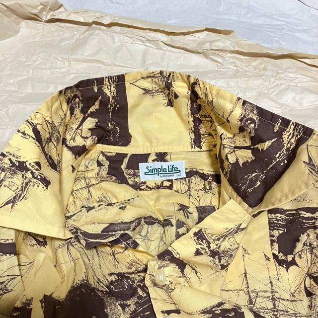【Simple Life / シンプルライフ】 船柄 半袖 アロハシャツ / L < 男性ファッション 【Simple Life / シンプルライフ】 船柄 半袖 アロハシャツ / L < 男性ファッションの