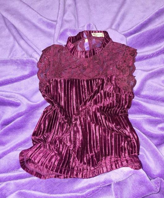 ☆axes femme☆光沢輝プリーツベロア胸元デコルテSEXYシースルーレース切替ノースリカットソー☆ワインカラー*M < ブランド ☆axes femme☆光沢輝プリーツベロア胸元デコルテSEXYシースルーレース切替ノースリカットソー☆ワインカラー*M < ブランドの