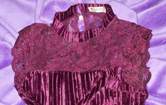 ☆axes femme☆光沢輝プリーツベロア胸元デコルテSEXYシースルーレース切替ノースリカットソー☆ワインカラー*M < ブランド ☆axes femme☆光沢輝プリーツベロア胸元デコルテSEXYシースルーレース切替ノースリカットソー☆ワインカラー*M < ブランドの