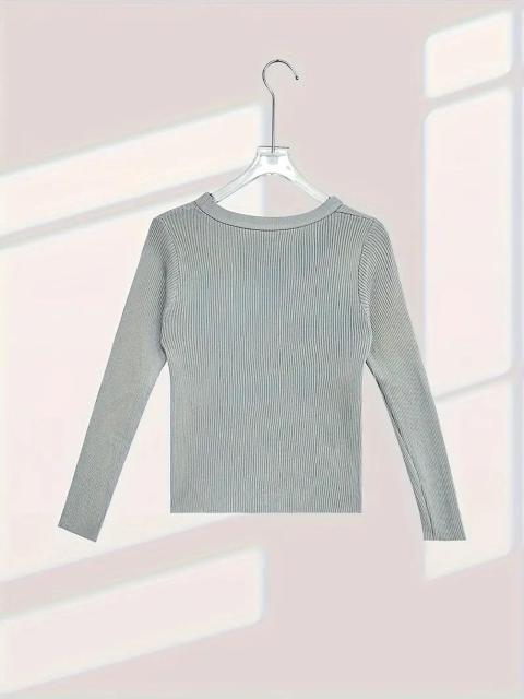 爆ヤス価格1790円★クロスフロントカットアウト長袖ニットトップ(女性用)- スリミングビスコースセーター (日本サイズF)グレー < 女性ファッション  爆ヤス価格1790円★クロスフロントカットアウト長袖ニットトップ(女性用)- スリミングビスコースセーター (日本サイズF)グレー < 女性ファッションの