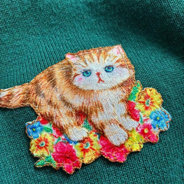 ◆美品◆フランシュリッペ◆猫モチーフニットカーディガン◆ダークグリーン◆肉厚◆M < ブランド  ◆美品◆フランシュリッペ◆猫モチーフニットカーディガン◆ダークグリーン◆肉厚◆M < ブランドの