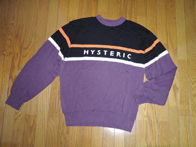 HYSTERIC GLAMOUR ヒステリックグラマー HYS LOGO 編込 プルオーバー L 黒紫 薄手 ニット カットソー < ブランド HYSTERIC GLAMOUR ヒステリックグラマー HYS LOGO 編込 プルオーバー L 黒紫 薄手 ニット カットソー < ブランドの