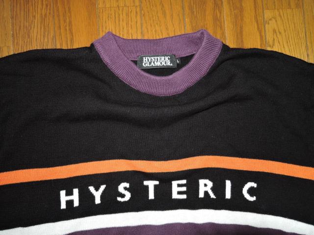 HYSTERIC GLAMOUR ヒステリックグラマー HYS LOGO 編込 プルオーバー L 黒紫 薄手 ニット カットソー < ブランド HYSTERIC GLAMOUR ヒステリックグラマー HYS LOGO 編込 プルオーバー L 黒紫 薄手 ニット カットソー < ブランドの