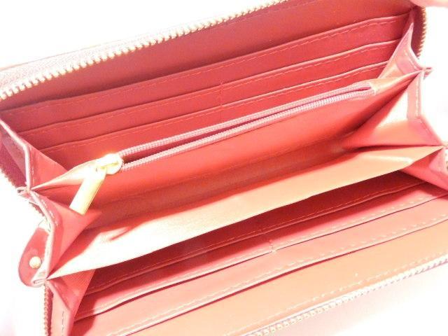 可愛い♪カメリアローズ型押し エナメル オールラウンドファスナー長財布 レッド < 女性ファッション 可愛い♪カメリアローズ型押し エナメル オールラウンドファスナー長財布 レッド < 女性ファッションの