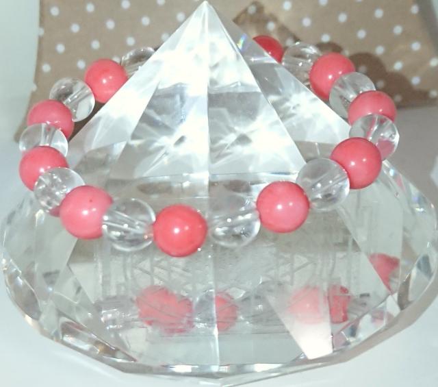 恋愛☆桃珊瑚&水晶ブレス☆size15p < 女性アクセサリー/時計 恋愛☆桃珊瑚&水晶ブレス☆size15p < 女性アクセサリー/時計の