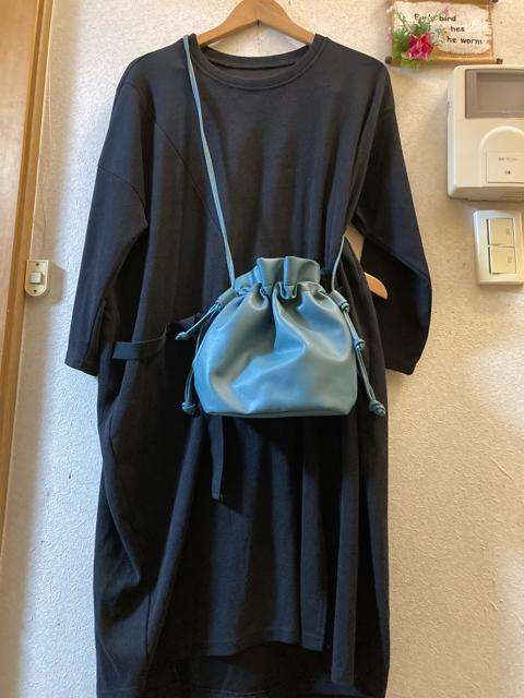 新品ブルーグリーン2way巾着ポシェット < 女性ファッション  新品ブルーグリーン2way巾着ポシェット  < 女性ファッションの