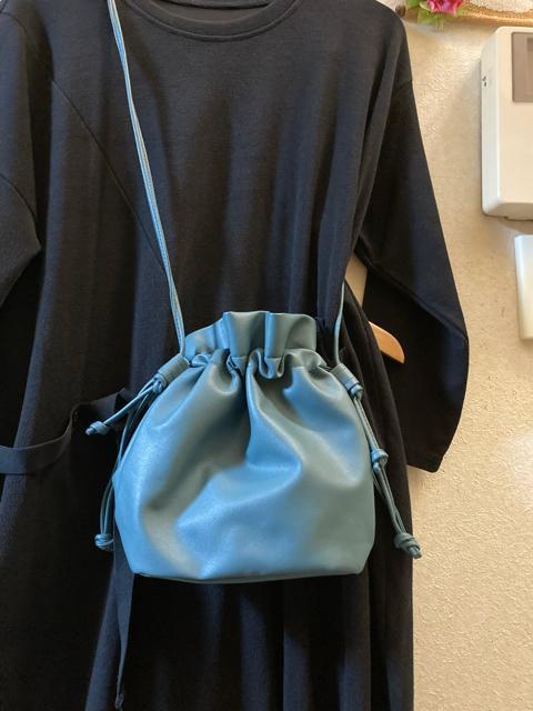 新品ブルーグリーン2way巾着ポシェット < 女性ファッション  新品ブルーグリーン2way巾着ポシェット < 女性ファッションの