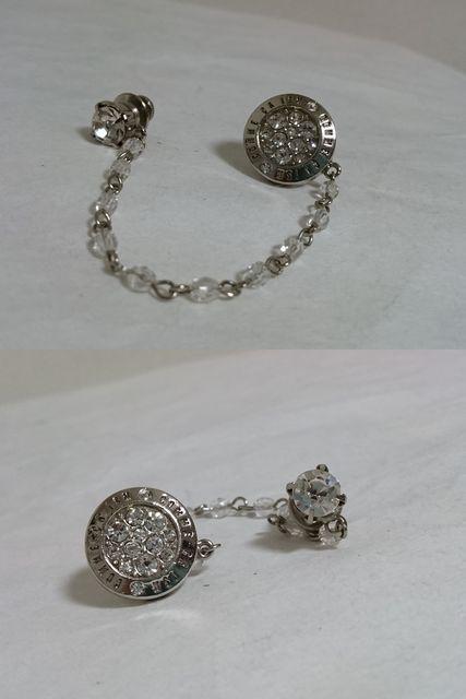 正規 COMME CA ISMコムサイズム オーバルロゴ文字ブローチ シルバー チェーン×ストーン ラグジュアリーバッジ < ブランド  正規 COMME CA ISMコムサイズム オーバルロゴ文字ブローチ シルバー チェーン×ストーン ラグジュアリーバッジ < ブランドの