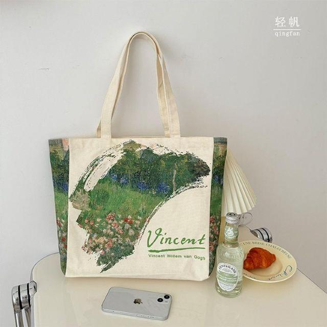 バッグ 鞄 ゴッホ キャンバス トートバッグ 芸術 プリント ドービニーの庭 < 女性ファッション  バッグ 鞄 ゴッホ キャンバス トートバッグ 芸術 プリント ドービニーの庭  < 女性ファッションの
