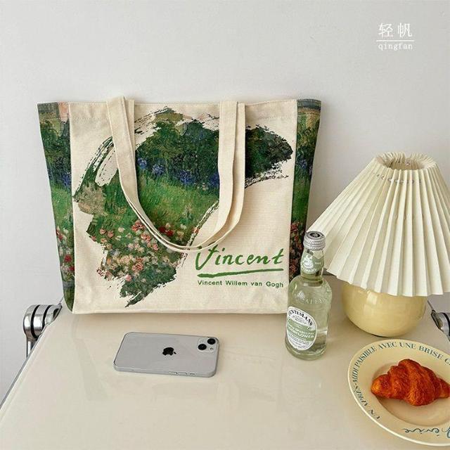 バッグ 鞄 ゴッホ キャンバス トートバッグ 芸術 プリント ドービニーの庭 < 女性ファッション  バッグ 鞄 ゴッホ キャンバス トートバッグ 芸術 プリント ドービニーの庭 < 女性ファッションの