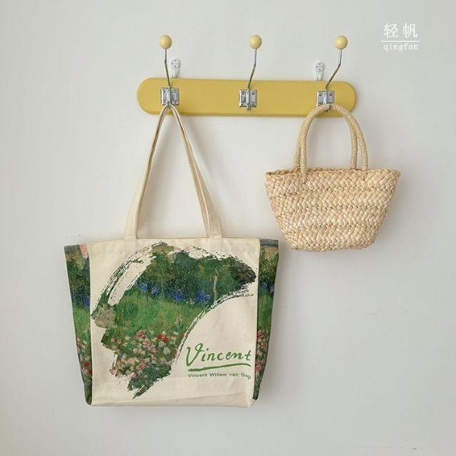 バッグ 鞄 ゴッホ キャンバス トートバッグ 芸術 プリント ドービニーの庭 < 女性ファッション  バッグ 鞄 ゴッホ キャンバス トートバッグ 芸術 プリント ドービニーの庭 < 女性ファッションの