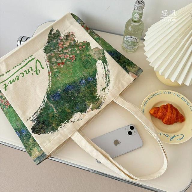 バッグ 鞄 ゴッホ キャンバス トートバッグ 芸術 プリント ドービニーの庭 < 女性ファッション  バッグ 鞄 ゴッホ キャンバス トートバッグ 芸術 プリント ドービニーの庭 < 女性ファッションの