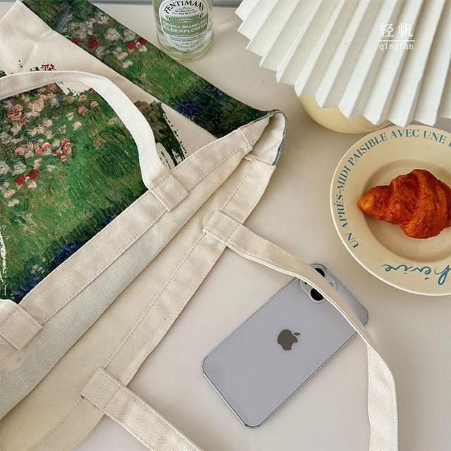 バッグ 鞄 ゴッホ キャンバス トートバッグ 芸術 プリント ドービニーの庭 < 女性ファッション  バッグ 鞄 ゴッホ キャンバス トートバッグ 芸術 プリント ドービニーの庭 < 女性ファッションの