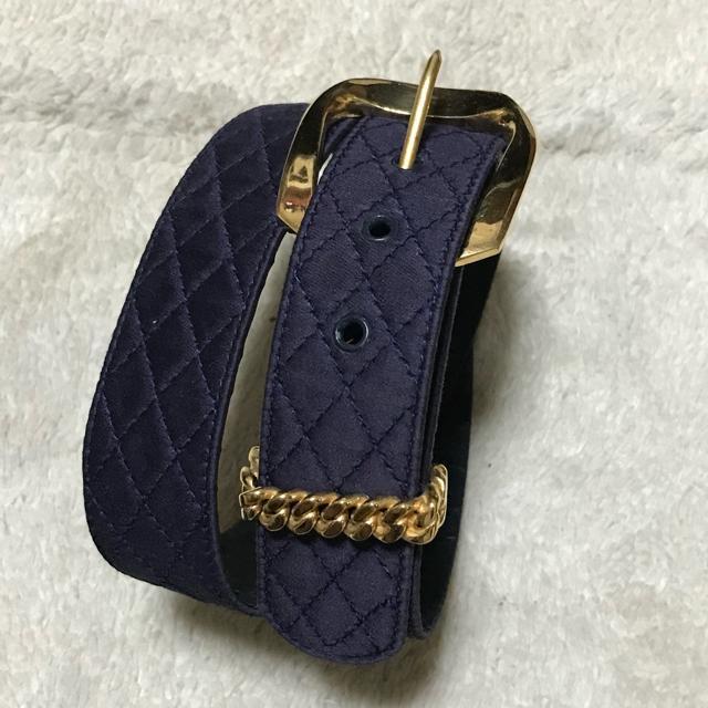 激レア 正規品 ヴィンテージ シャネル シルクマトラッセ レザーベルト 濃紺 ゴールド金具 < ブランド 激レア 正規品 ヴィンテージ シャネル シルクマトラッセ レザーベルト 濃紺 ゴールド金具 < ブランドの