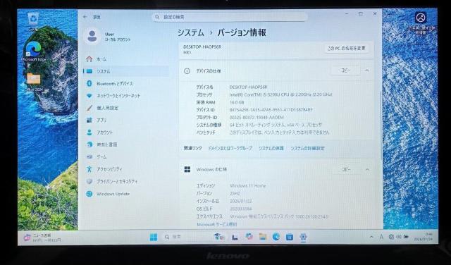 Lenovo Corei5 ������16GB �V�iSSD512GB DVD Web�J���� Windows11 Office2024 �� PC�{��/���Ӌ@��� 