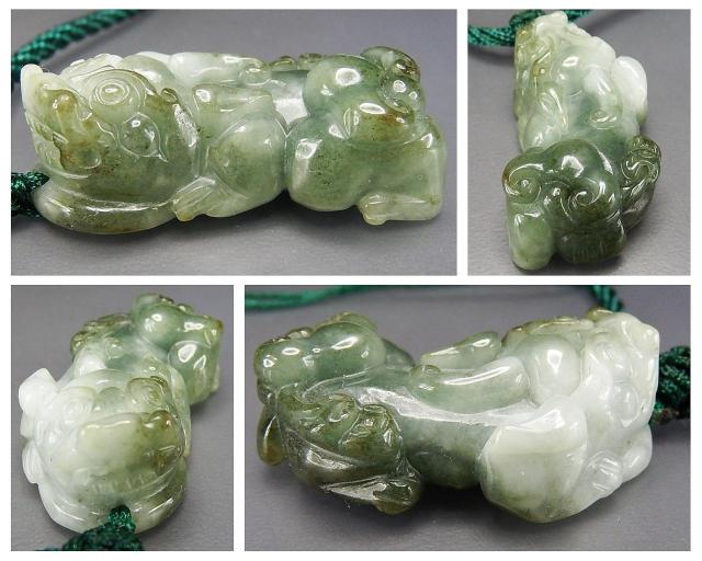 一点物御守逸品ひすい如意ヒキュウ手彫り天然石2色本翡翠ネックレス810-141RYZa < 女性アクセサリー/時計  一点物御守逸品ひすい如意ヒキュウ手彫り天然石2色本翡翠ネックレス810-141RYZa < 女性アクセサリー/時計の