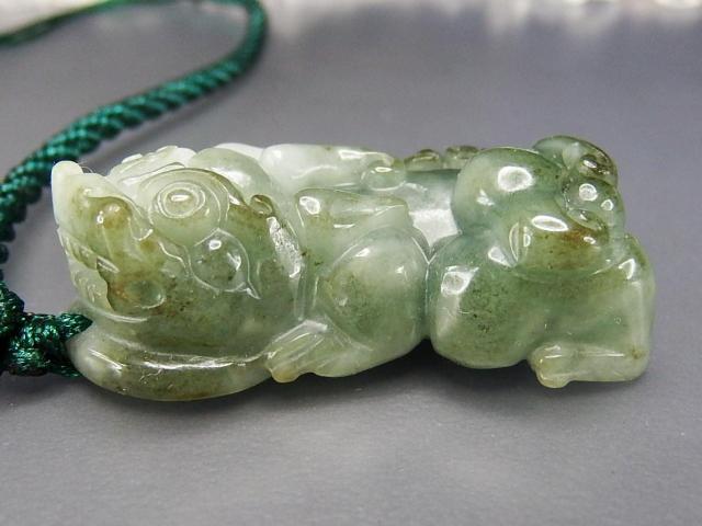 一点物御守逸品ひすい如意ヒキュウ手彫り天然石2色本翡翠ネックレス810-141RYZa < 女性アクセサリー/時計  一点物御守逸品ひすい如意ヒキュウ手彫り天然石2色本翡翠ネックレス810-141RYZa < 女性アクセサリー/時計の