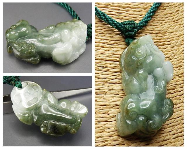 一点物御守逸品ひすい如意ヒキュウ手彫り天然石2色本翡翠ネックレス810-141RYZa < 女性アクセサリー/時計  一点物御守逸品ひすい如意ヒキュウ手彫り天然石2色本翡翠ネックレス810-141RYZa < 女性アクセサリー/時計の