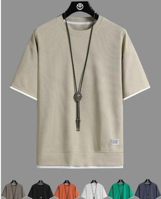 超お買い得990円★高品質夏用メンズワッフル半袖シャツ、フェイク2ピースデザイン USAサイズS(日本サイズL相当)コーラル < 男性ファッション  超お買い得990円★高品質夏用メンズワッフル半袖シャツ、フェイク2ピースデザイン USAサイズS(日本サイズL相当)コーラル < 男性ファッションの