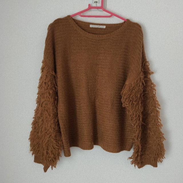レイカズン フリンジ付き イエローブラウン ニット セーター F < ブランド レイカズン フリンジ付き イエローブラウン ニット セーター F < ブランドの