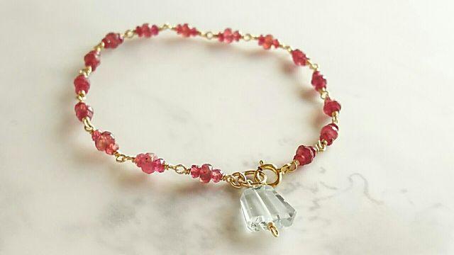 14kgf*ルビーとアクアマリンのブレスレット* 19010 < 女性アクセサリー/時計 14kgf*ルビーとアクアマリンのブレスレット* 19010 < 女性アクセサリー/時計の