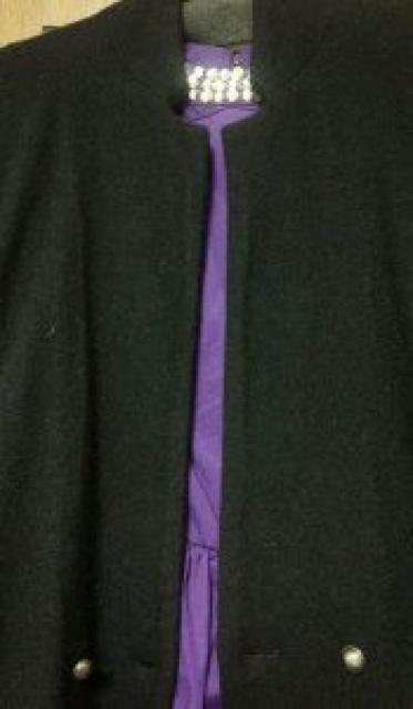 黒ウールアンゴラジャケット長袖丈長め襟なしダブル2ボタンS〜M < 女性ファッション  黒ウールアンゴラジャケット長袖丈長め襟なしダブル2ボタンS〜M < 女性ファッションの