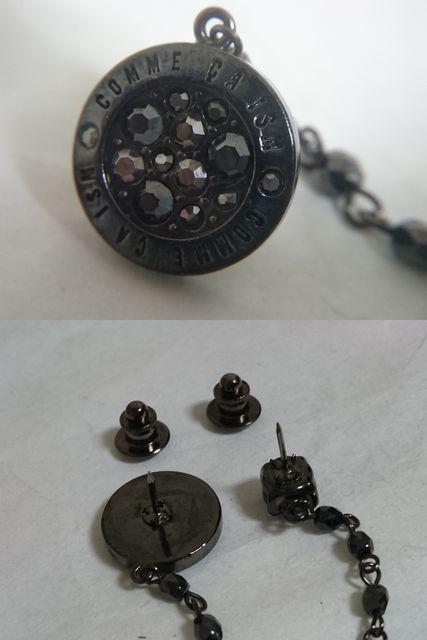 正規 良品 COMME CA ISMコムサイズム オーバルロゴ文字 ブローチ 黒 フリンジチェーン×ストーン ピンバッジ < ブランド  正規 良品 COMME CA ISMコムサイズム オーバルロゴ文字 ブローチ 黒 フリンジチェーン×ストーン ピンバッジ < ブランドの