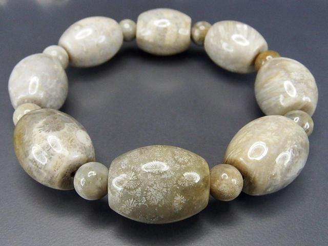 一点物天然石菊花石コーラル化石超大玉約16mm強樽形ブレスレット710-147 < 男性アクセサリー/時計  一点物天然石菊花石コーラル化石超大玉約16mm強樽形ブレスレット710-147 < 男性アクセサリー/時計の