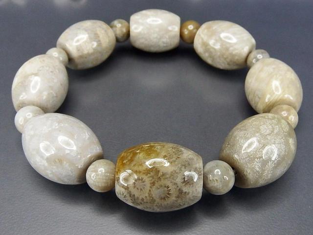一点物天然石菊花石コーラル化石超大玉約16mm強樽形ブレスレット710-147 < 男性アクセサリー/時計  一点物天然石菊花石コーラル化石超大玉約16mm強樽形ブレスレット710-147 < 男性アクセサリー/時計の