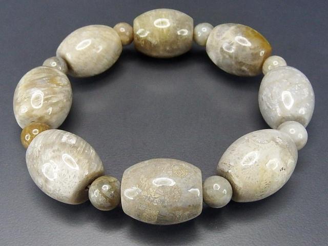 一点物天然石菊花石コーラル化石超大玉約16mm強樽形ブレスレット710-147 < 男性アクセサリー/時計  一点物天然石菊花石コーラル化石超大玉約16mm強樽形ブレスレット710-147 < 男性アクセサリー/時計の