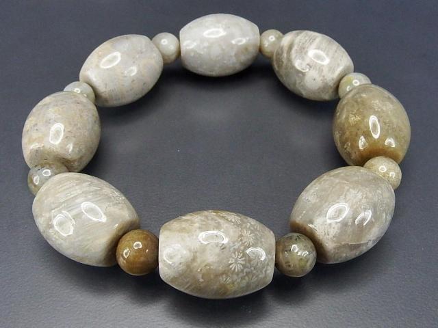 一点物天然石菊花石コーラル化石超大玉約16mm強樽形ブレスレット710-147 < 男性アクセサリー/時計  一点物天然石菊花石コーラル化石超大玉約16mm強樽形ブレスレット710-147 < 男性アクセサリー/時計の
