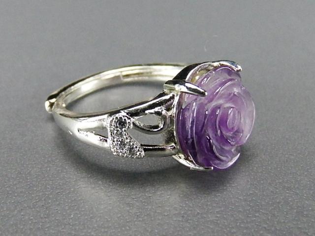 アメジストバラ手彫り指輪リング白鳥AAA天然石約15号U3-06 < 女性アクセサリー/時計  アメジストバラ手彫り指輪リング白鳥AAA天然石約15号U3-06 < 女性アクセサリー/時計の