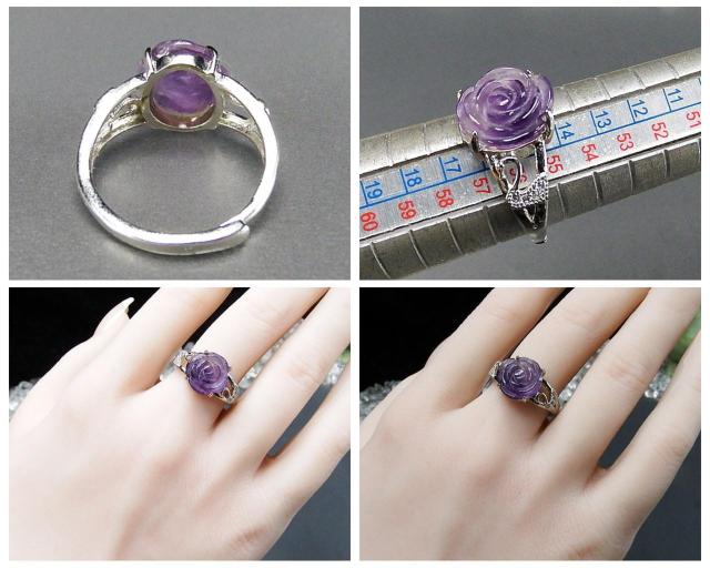 アメジストバラ手彫り指輪リング白鳥AAA天然石約15号U3-06 < 女性アクセサリー/時計  アメジストバラ手彫り指輪リング白鳥AAA天然石約15号U3-06 < 女性アクセサリー/時計の