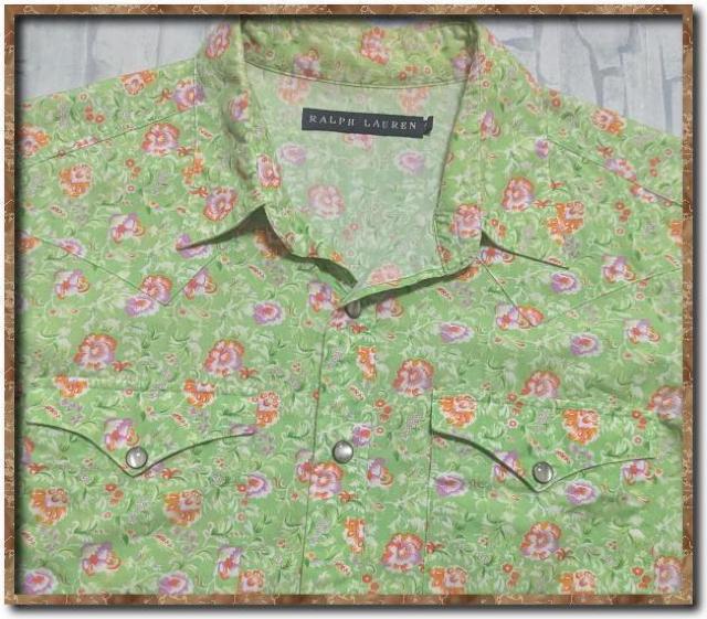 ラルフローレン 花柄ウエスタンシャツシャツ 黄緑 < ブランド  ラルフローレン 花柄ウエスタンシャツシャツ 黄緑 < ブランドの