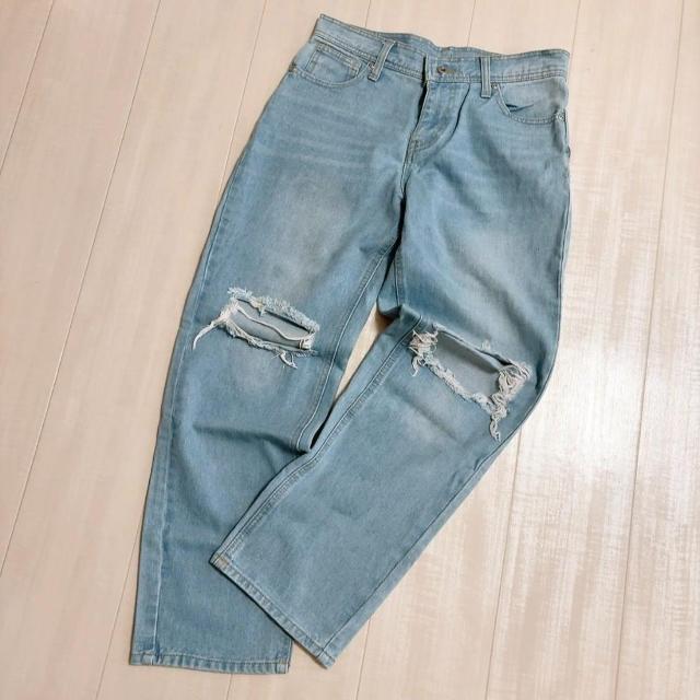 ◆ダメージストレートデニム/ダメージワイドデニム◆美シルエット★シンプルコーデ美品♪ < 女性ファッション ◆ダメージストレートデニム/ダメージワイドデニム◆美シルエット★シンプルコーデ美品♪ < 女性ファッションの