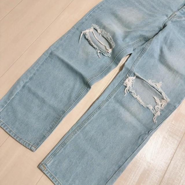 ◆ダメージストレートデニム/ダメージワイドデニム◆美シルエット★シンプルコーデ美品♪ < 女性ファッション ◆ダメージストレートデニム/ダメージワイドデニム◆美シルエット★シンプルコーデ美品♪ < 女性ファッションの