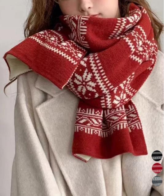 送料無料 新品 ノルディック柄ニットマフラー 肩掛け秋冬 < 女性ファッション 送料無料 新品 ノルディック柄ニットマフラー 肩掛け秋冬 < 女性ファッションの