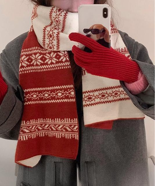 送料無料 新品 ノルディック柄ニットマフラー 肩掛け秋冬 < 女性ファッション 送料無料 新品 ノルディック柄ニットマフラー 肩掛け秋冬 < 女性ファッションの