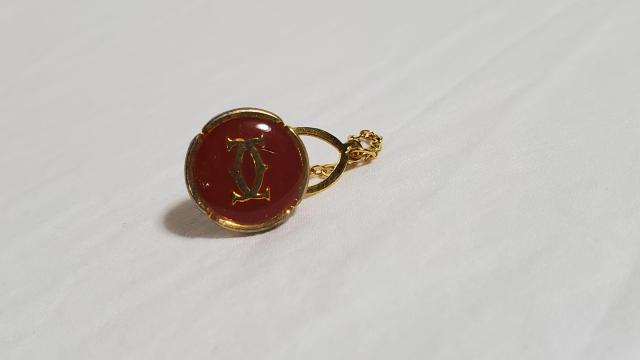 正規 カルティエ 2Cロゴ ネクタイピン 金×赤 タイタニックタイピン ダブルCアイコンブローチ〇 ピンバッジ オールドクラシック < ブランド  正規 カルティエ 2Cロゴ ネクタイピン 金×赤 タイタニックタイピン ダブルCアイコンブローチ〇 ピンバッジ オールドクラシック < ブランドの