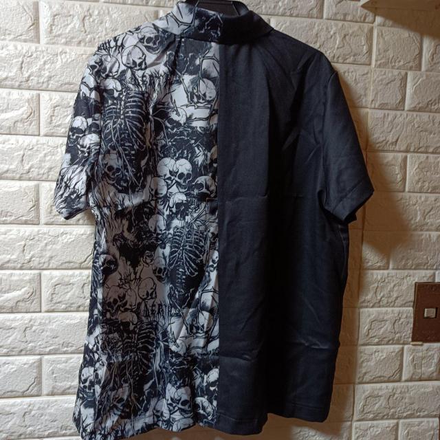 ROMWE★メンズ★スカル+ジップデザイン半袖シャツ/L < 男性ファッション  ROMWE★メンズ★スカル+ジップデザイン半袖シャツ/L < 男性ファッションの