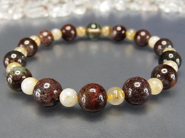 金運仕事運レッドガーデンクォーツ8mm強ゴールドルチルクォーツ天然石ブレスレット < 女性アクセサリー/時計  金運仕事運レッドガーデンクォーツ8mm強ゴールドルチルクォーツ天然石ブレスレット < 女性アクセサリー/時計の