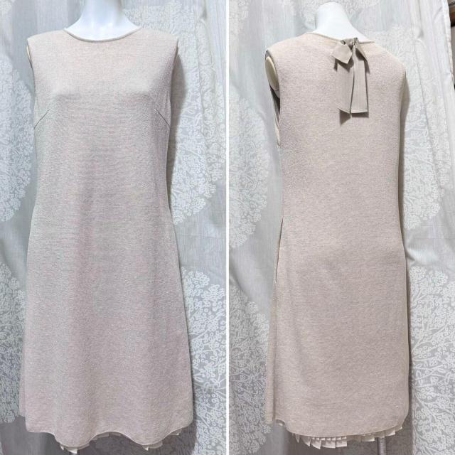 フォクシーFOXEY リネンニットワンピース ラメベージュ#38 < ブランド フォクシーFOXEY リネンニットワンピース ラメベージュ#38 < ブランドの