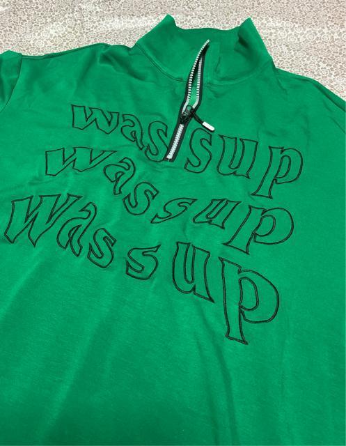 刺繍英字柄 フロントジップ tシャツ カットソー グリーン 大きいサイズ < 女性ファッション 刺繍英字柄 フロントジップ tシャツ カットソー グリーン 大きいサイズ < 女性ファッションの