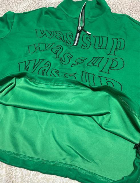 刺繍英字柄 フロントジップ tシャツ カットソー グリーン 大きいサイズ < 女性ファッション 刺繍英字柄 フロントジップ tシャツ カットソー グリーン 大きいサイズ < 女性ファッションの