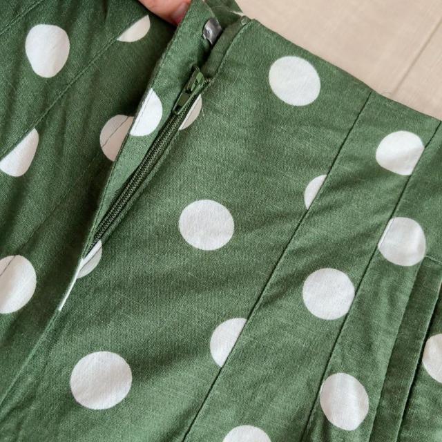 ◆ZARA/ザラ◆リネンブレンドハイウエストパンツ★グリーン×ドットM*♪ < ブランド ◆ZARA/ザラ◆リネンブレンドハイウエストパンツ★グリーン×ドットM*♪ < ブランドの