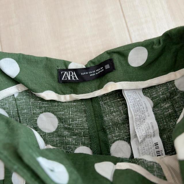 ◆ZARA/ザラ◆リネンブレンドハイウエストパンツ★グリーン×ドットM*♪ < ブランド ◆ZARA/ザラ◆リネンブレンドハイウエストパンツ★グリーン×ドットM*♪ < ブランドの